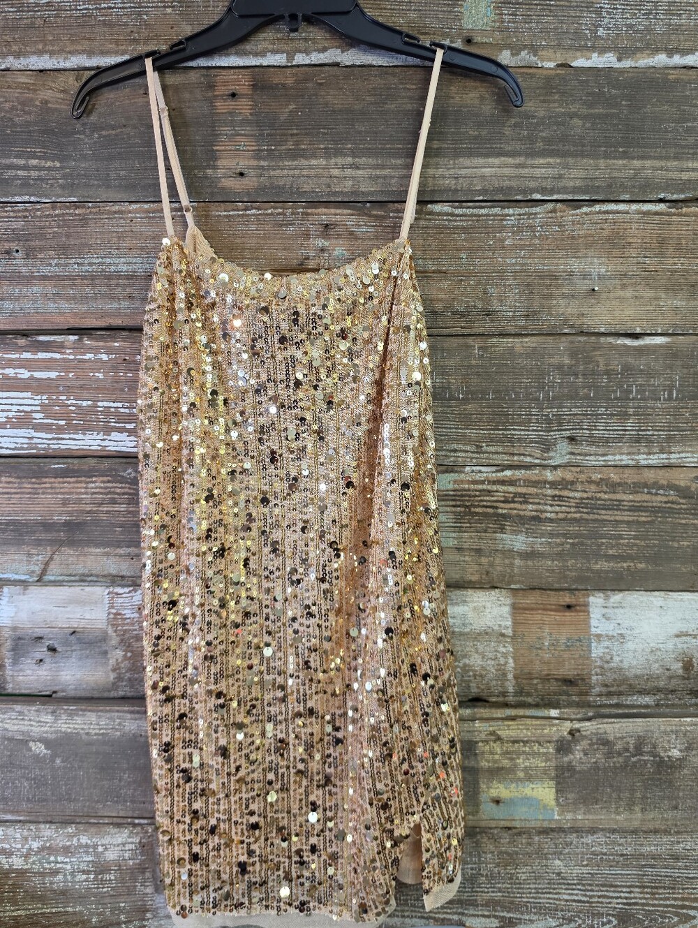 Intimately Free People NWT Gold Sequin Camisole Champagne, Size M - Picture 3 of 5